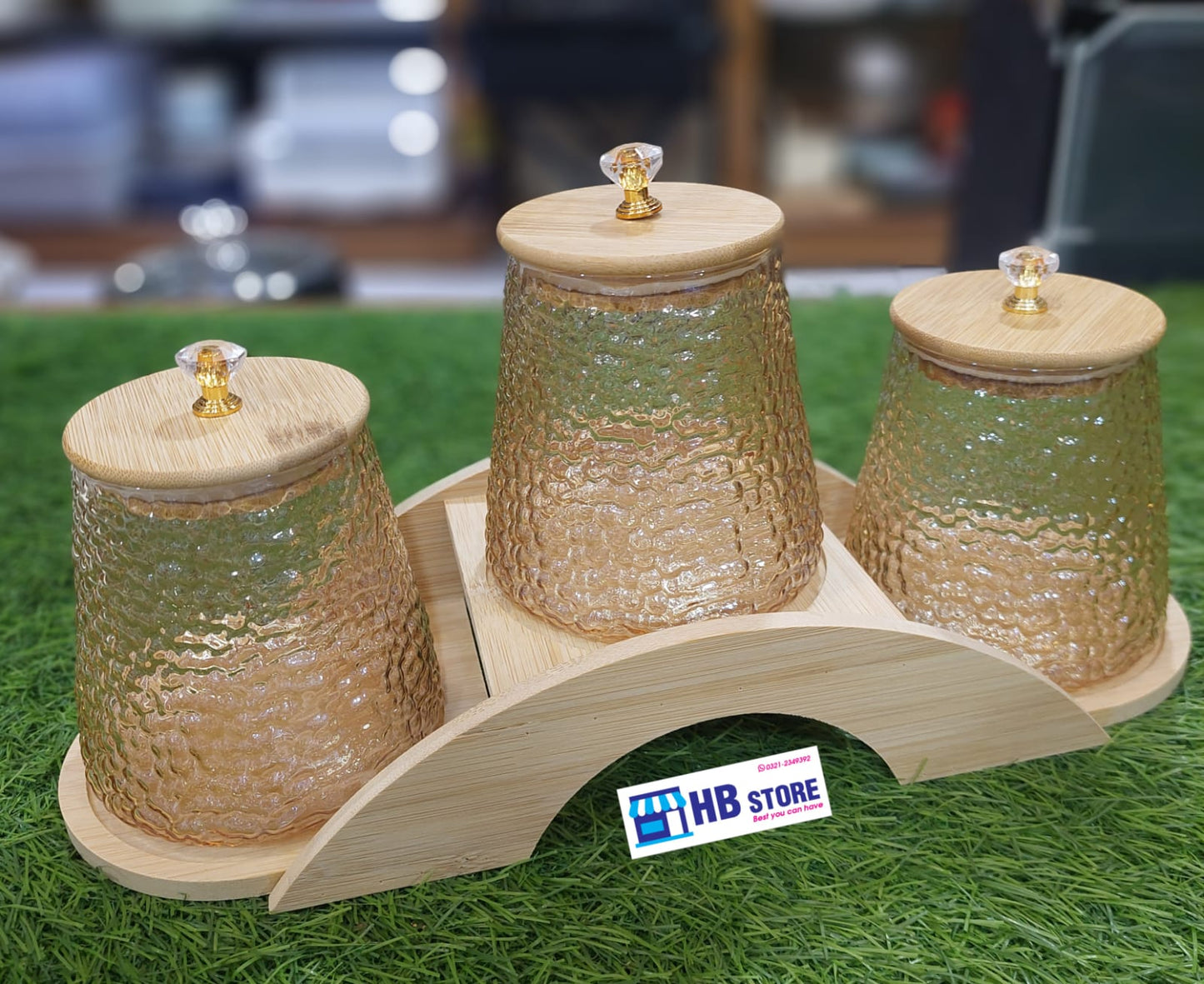 3Pcs Fancy Glass Material Airtight Jar Set