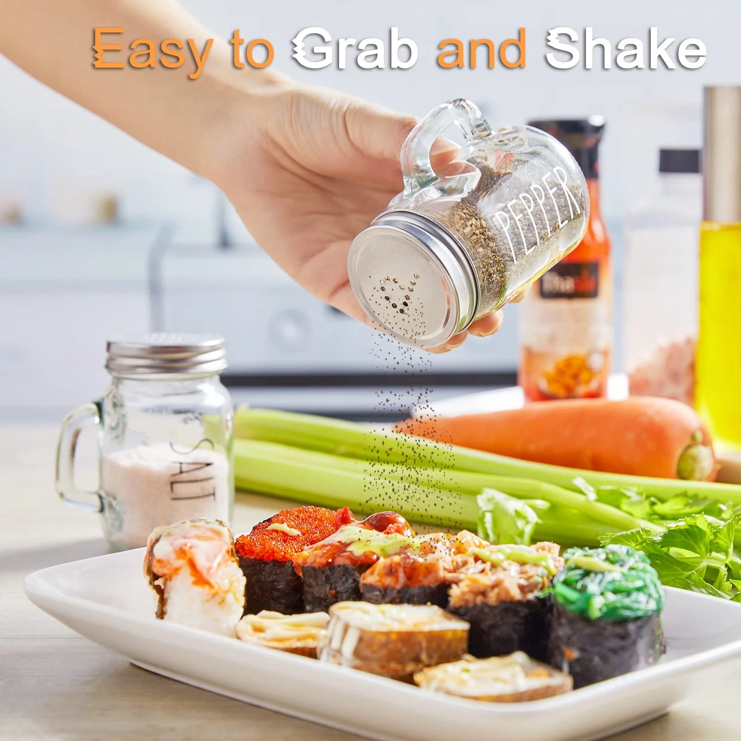 2Pcs Glass Material Salt Pepper Set