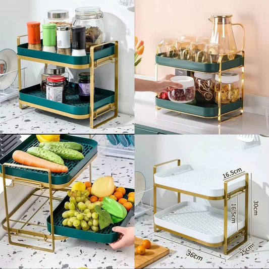 2 Layer Golden Metal Stand