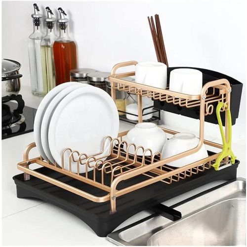 Aluminium Gold Black Dish Rack
