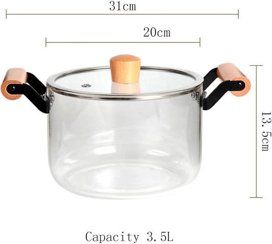 Large Capacity Kitchen Stove Glass Cooking Pot