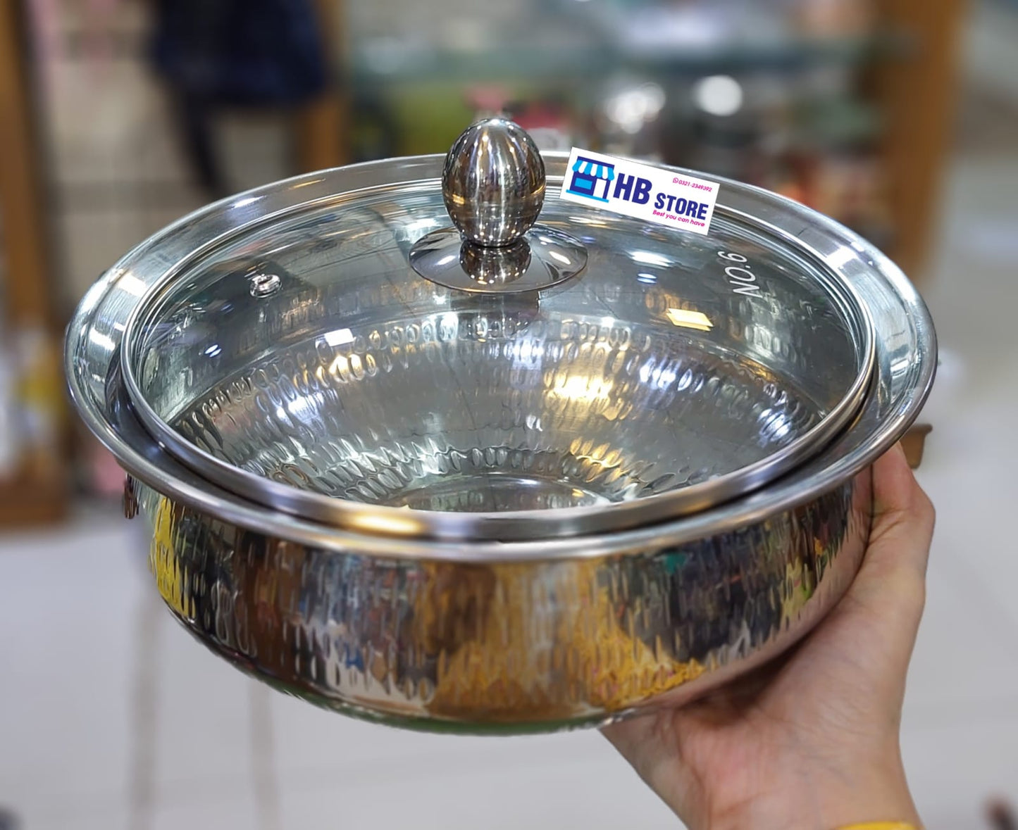Sliver Steel Glass Lid Handi