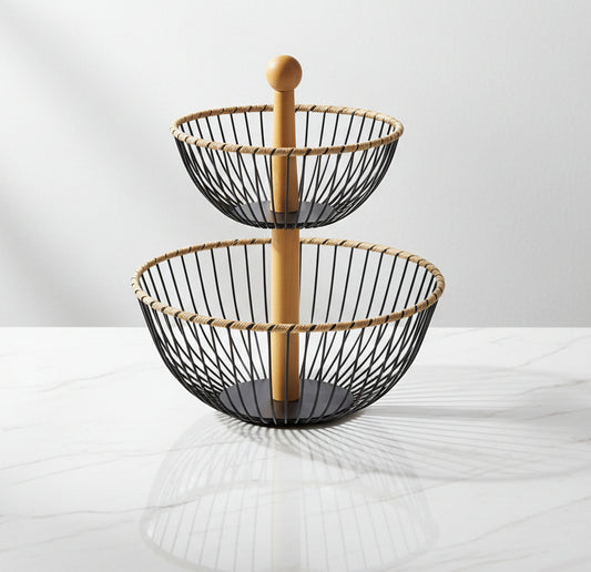Premium 2-Tier Wire Fruit Basket