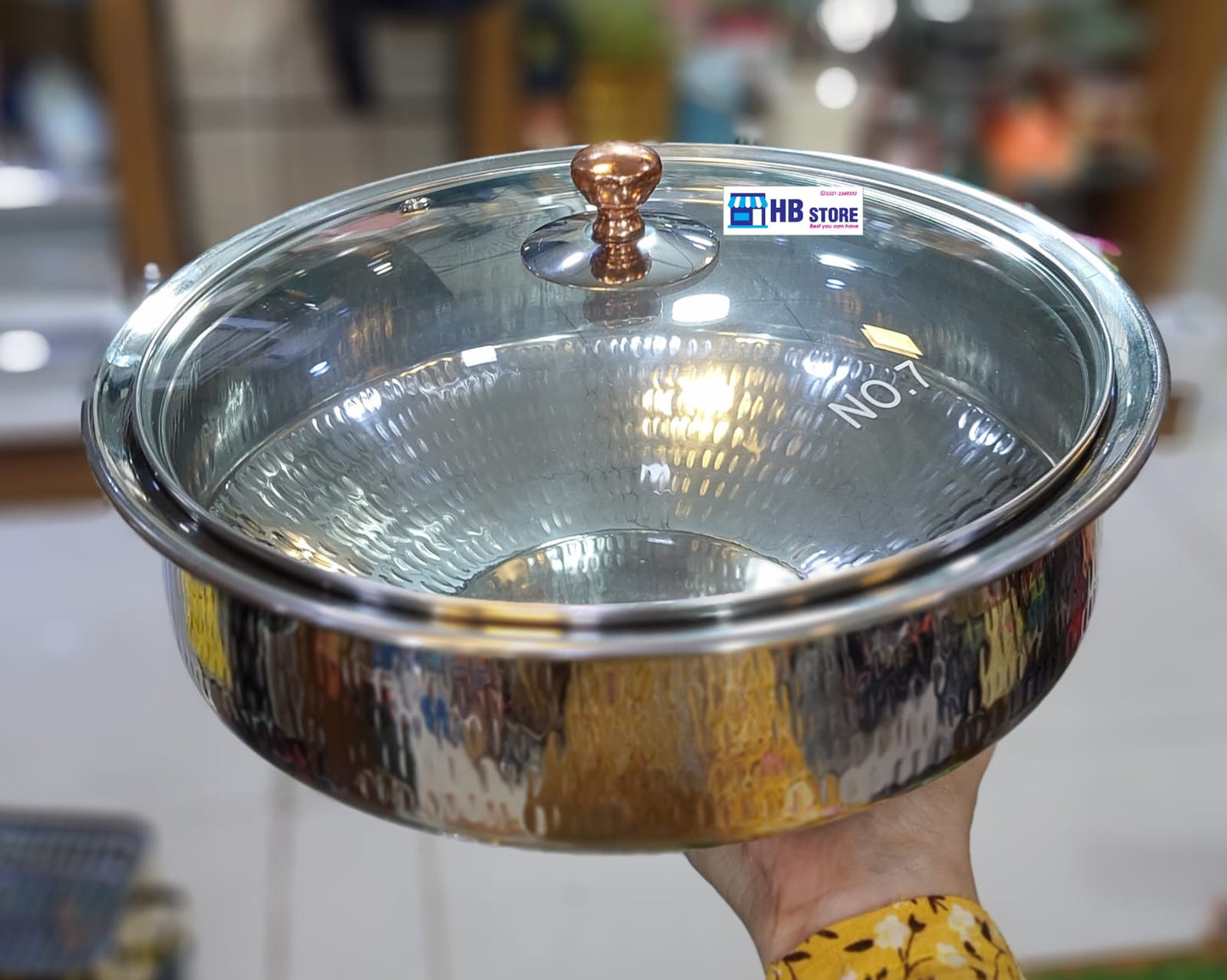 Sliver Steel Glass Lid Handi