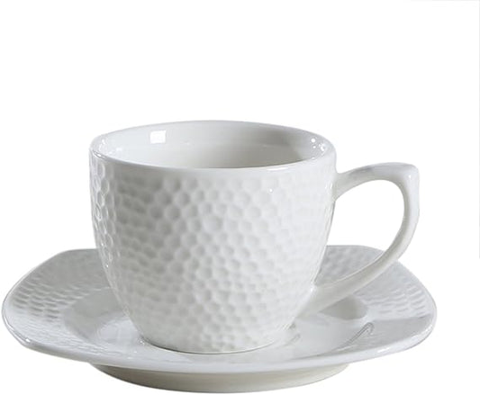 Ceramic White Design Cup Saucer Set