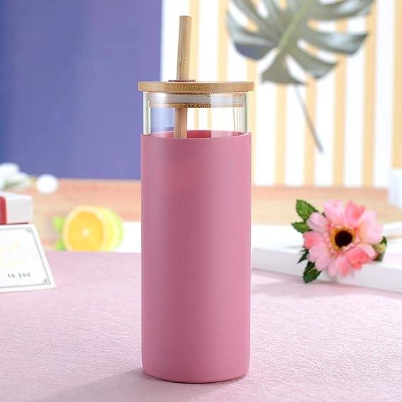 Glass Material Sipper With Bamboo Lid