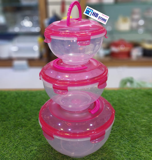 3Pcs Airtight Plastic Storage Boxes