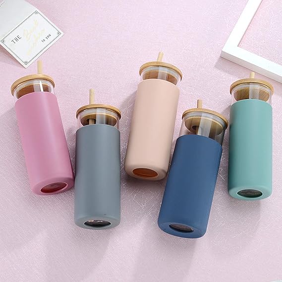 Glass Material Sipper With Bamboo Lid