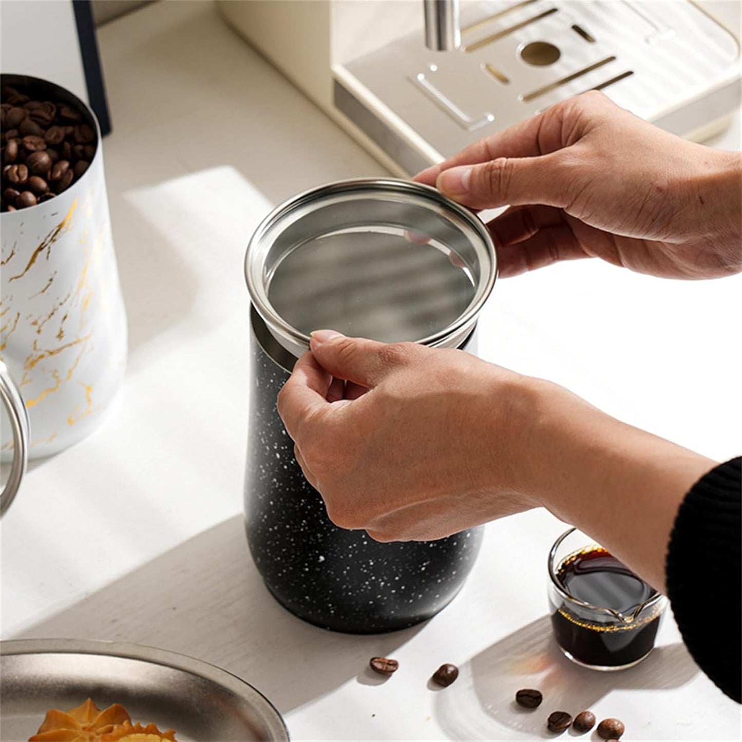 Stainless Steel Marble Design Jar