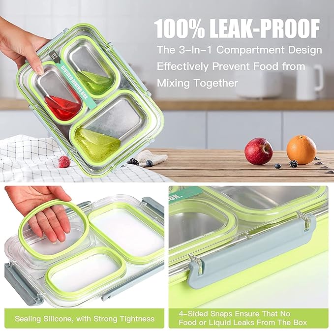 3 Compartment Airtight Partition Lunch Box