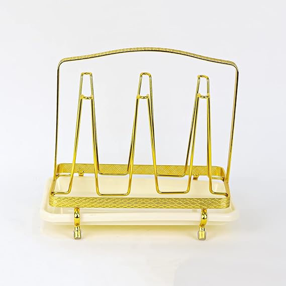 Golden Metal Glass Holder With Tray