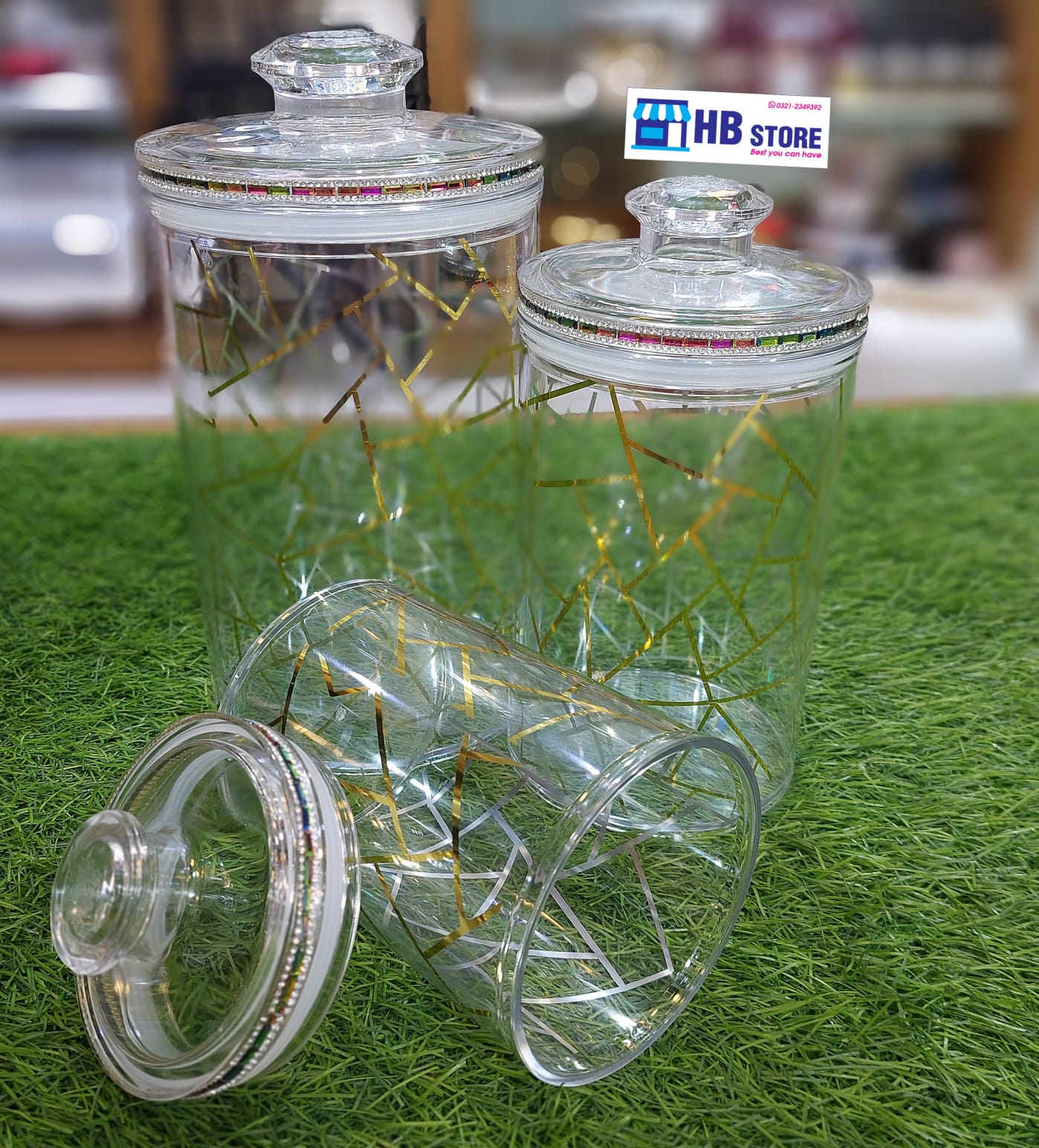 3pcs Acrylic Jar Fancy Airtight Set