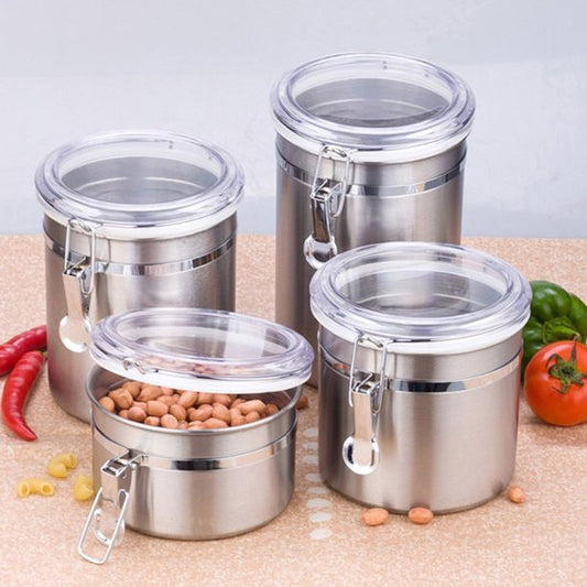 4Pcs Stainless Steel Airtight Jar Set