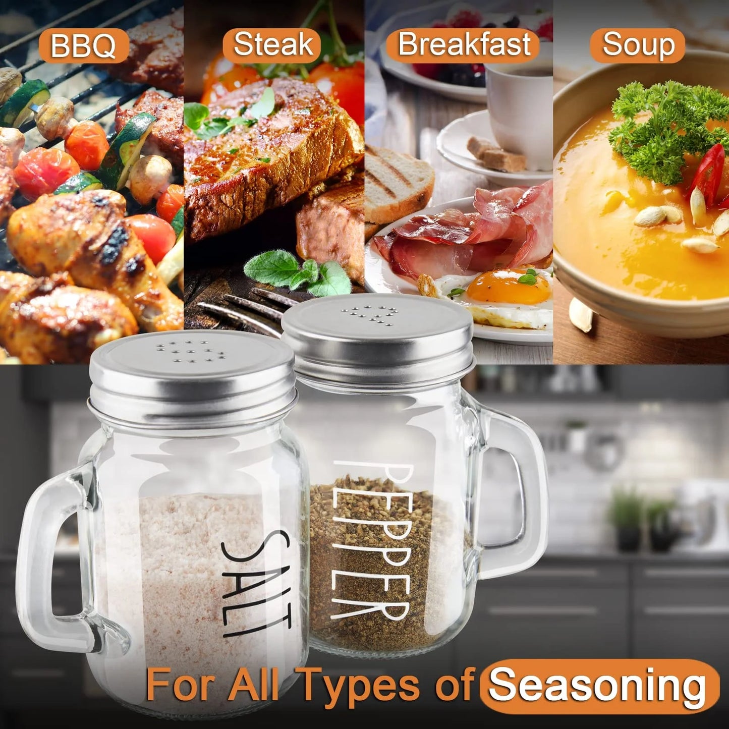 2Pcs Glass Material Salt Pepper Set