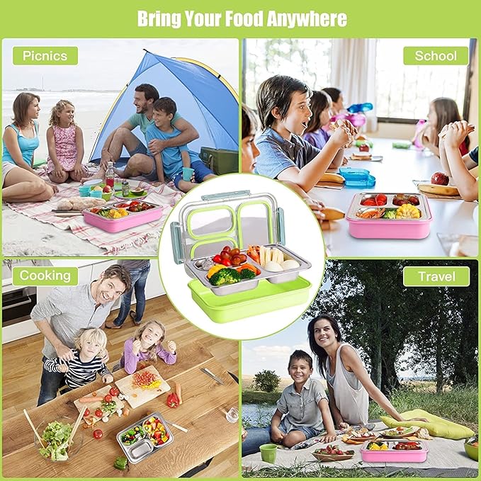 3 Compartment Airtight Partition Lunch Box