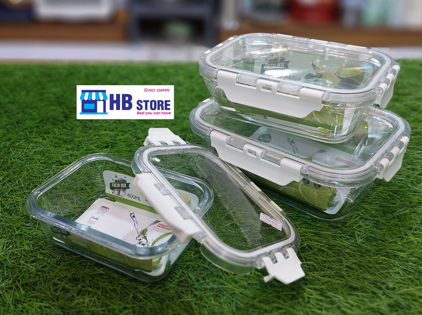 3Pcs Glass Material Storage Airtight Box Set