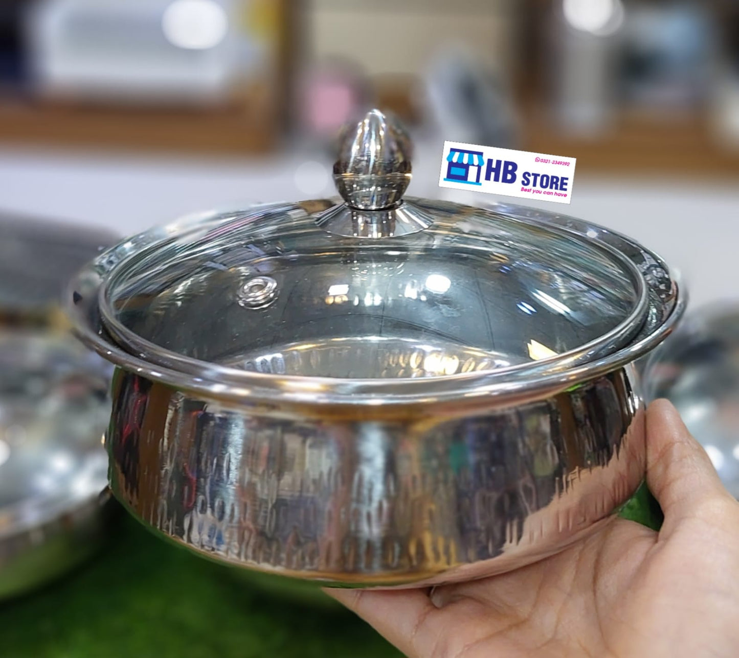 Sliver Steel Glass Lid Handi