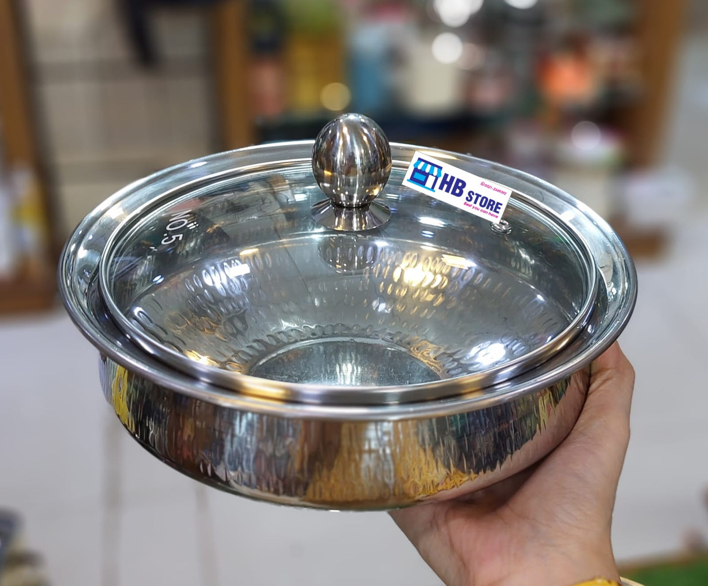Sliver Steel Glass Lid Handi