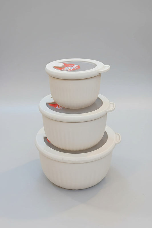 3-Piece Pastel Ribbed Food Storage Container Set