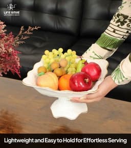 Fruit Bowl with Stand White Color Bone China Material
