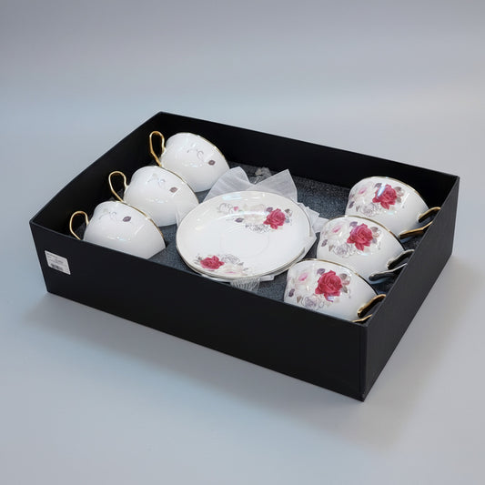 Luxury 12-Piece Ceramic Tea Cup and Saucer Set