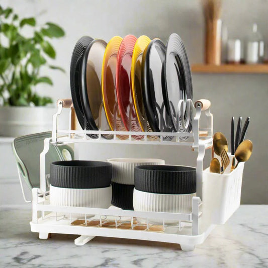 White Metal 2 Layer Dish Drainer Premium Quality