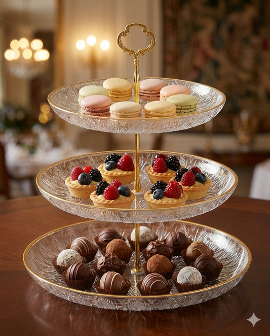 3-Tier Crystal Glass Cake Stand