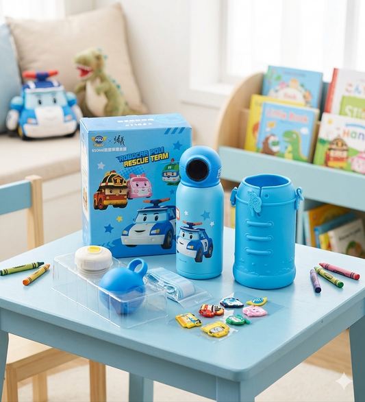 Official Robocar Poli Rescue Team Kids Thermos Set