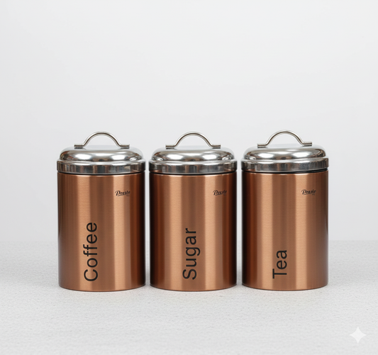 Premium Copper-Tone Stainless Steel Kitchen Canister Set