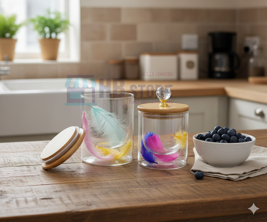 Elegant Feather Design Double Wall Jars