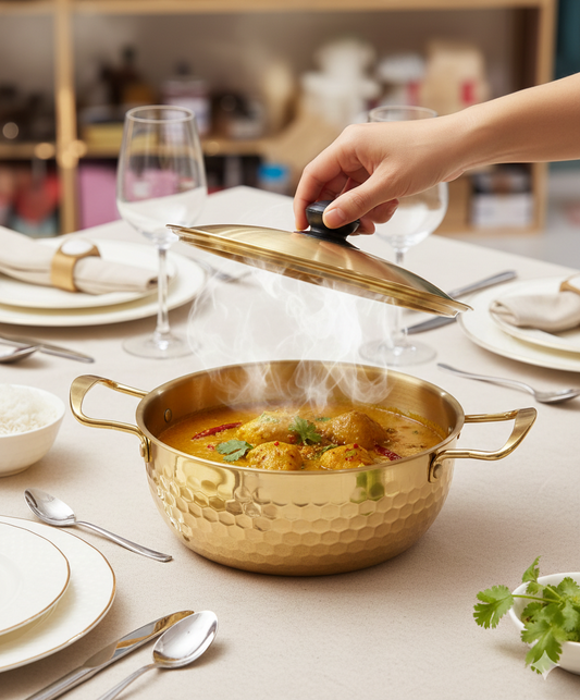Gold Stainless Steel Stockpot Set – 3-Piece Luxury Cookware
