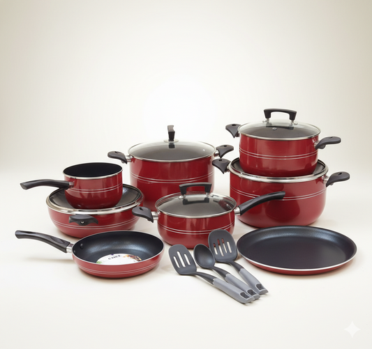 CHEF 10-Piece Essential Non-Stick Cookware Set – Maroon Edition