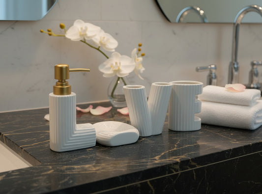 "LOVE" 4-Piece Ceramic Bathroom Accessories Set