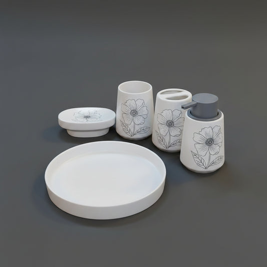 5-Piece Ceramic Bathroom Accessories Set