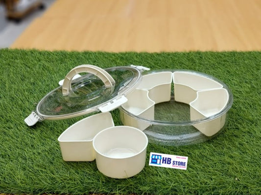 Multi-Section Rotating Snack Server with Lid