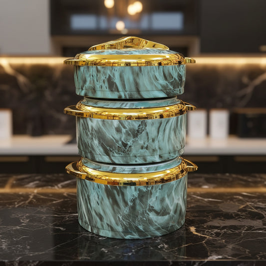 Luxury Marble Finish Insulated Casserole-3PCS SET