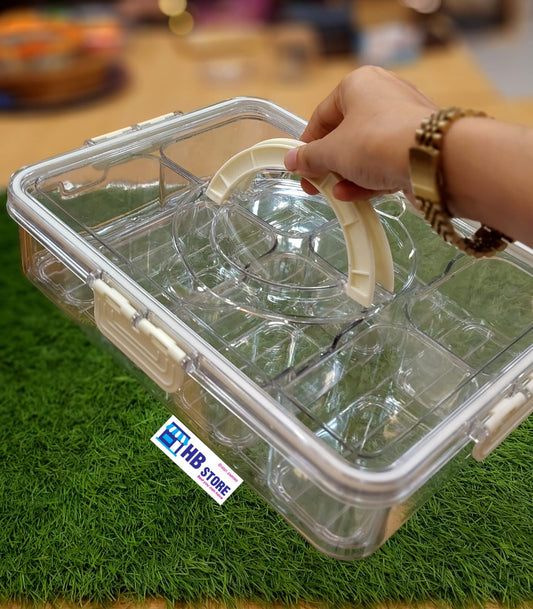 Multi-Compartment Acrylic Storage Box with Handle