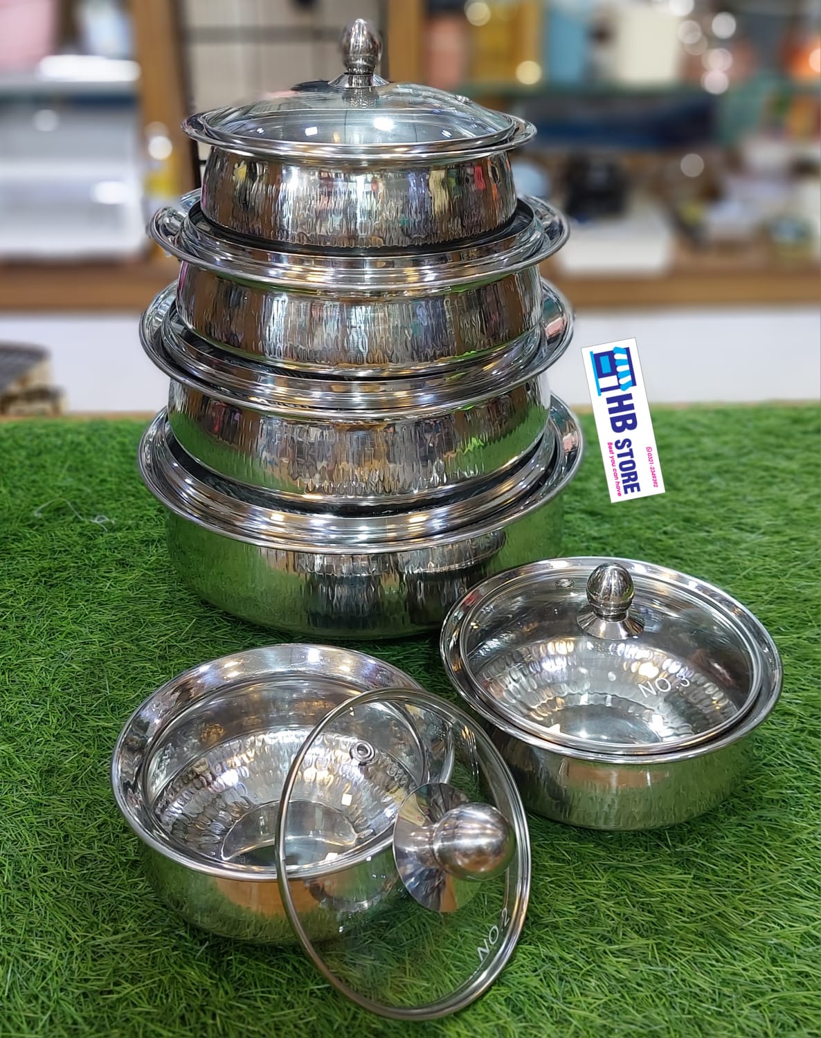 Sliver Steel Glass Lid Handi