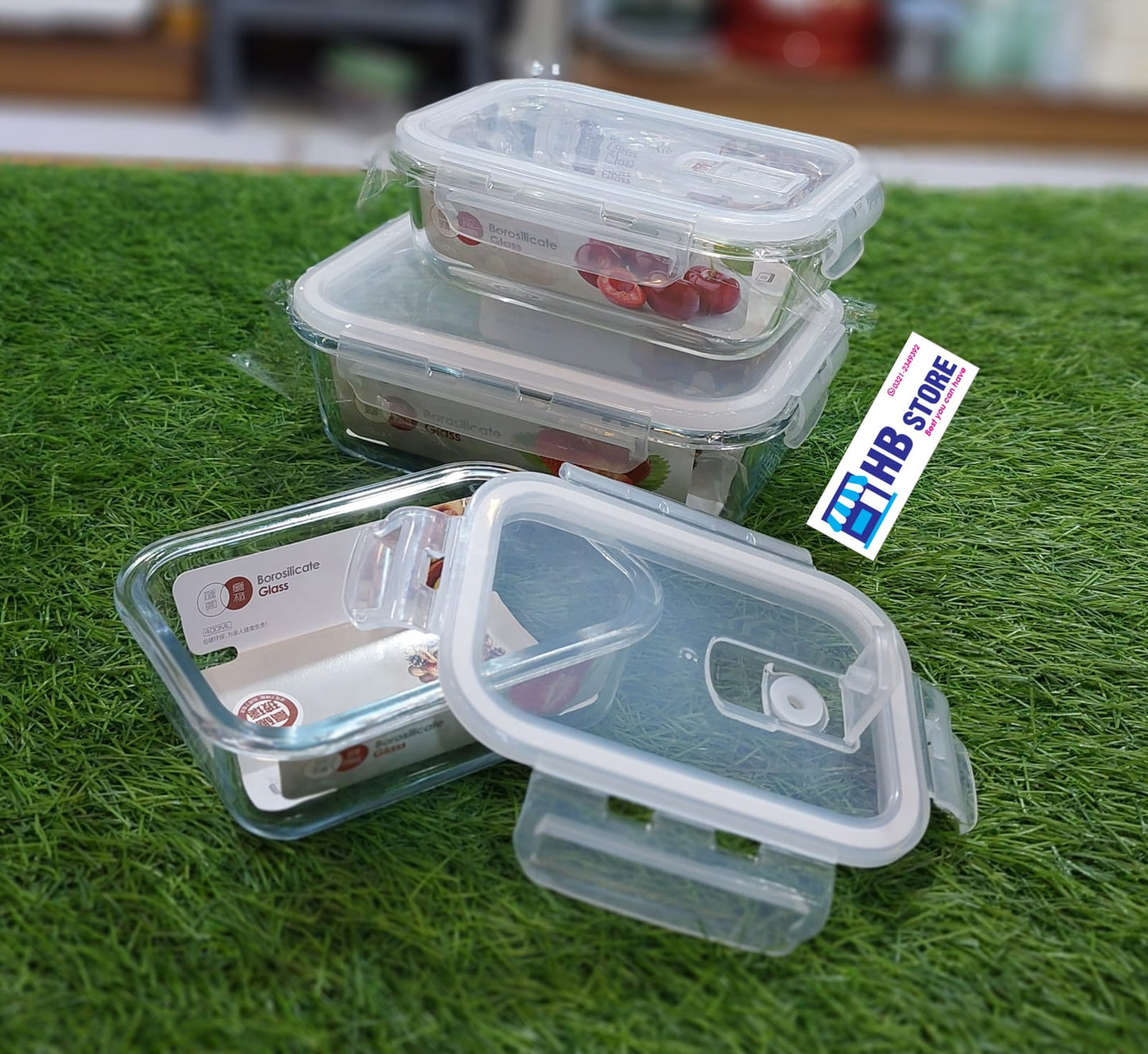 3Pcs Glass Material Storage Airtight Box Set