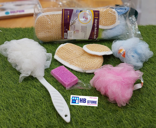 6Pcs Bath Sponge Loofah Set- Bath Gift Spa Sets- Bathroom Accessories Set