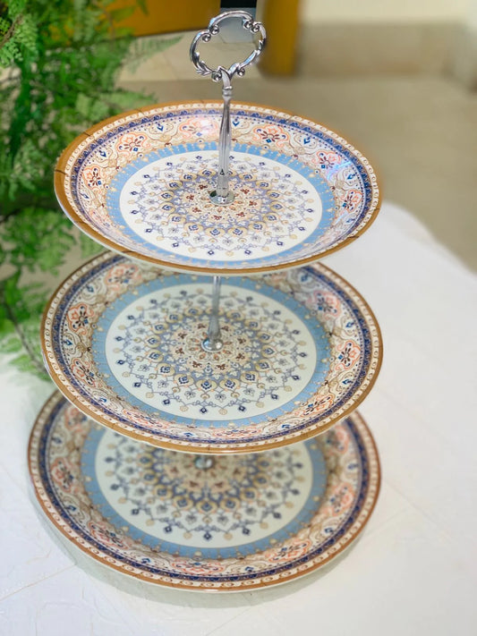 3 Tier Melamine Floral Serving Tray