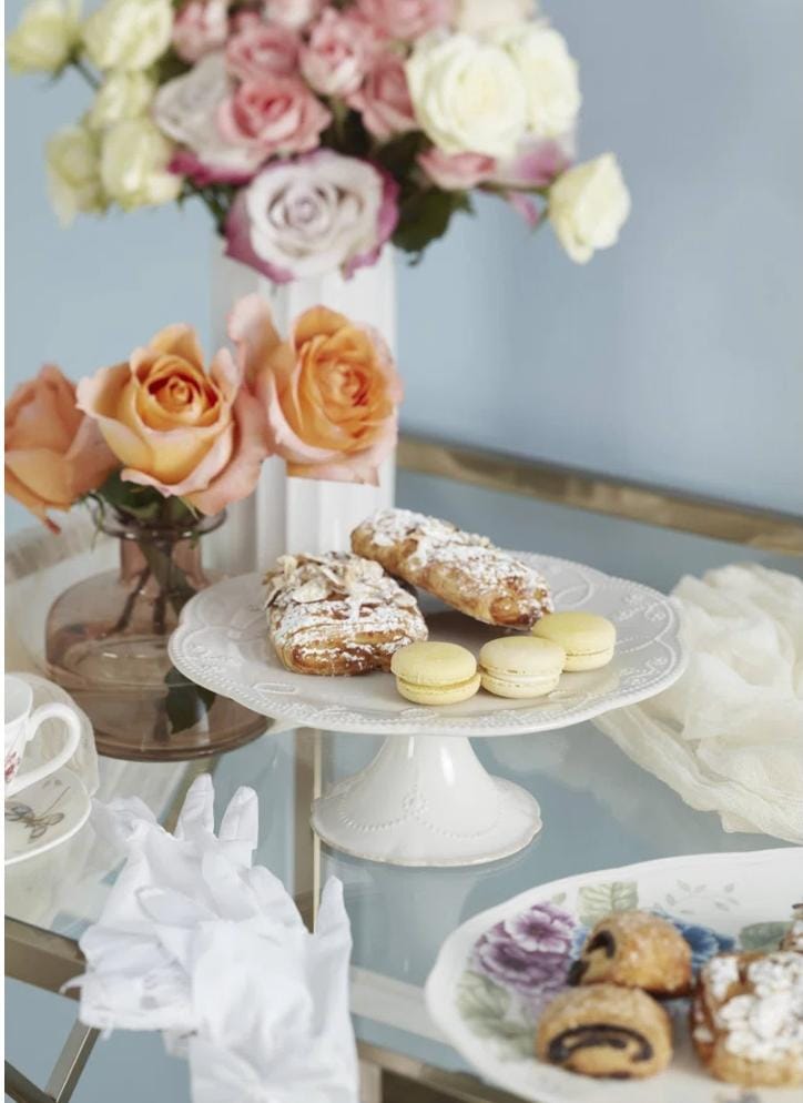 White Angela French Perle Cake Stand