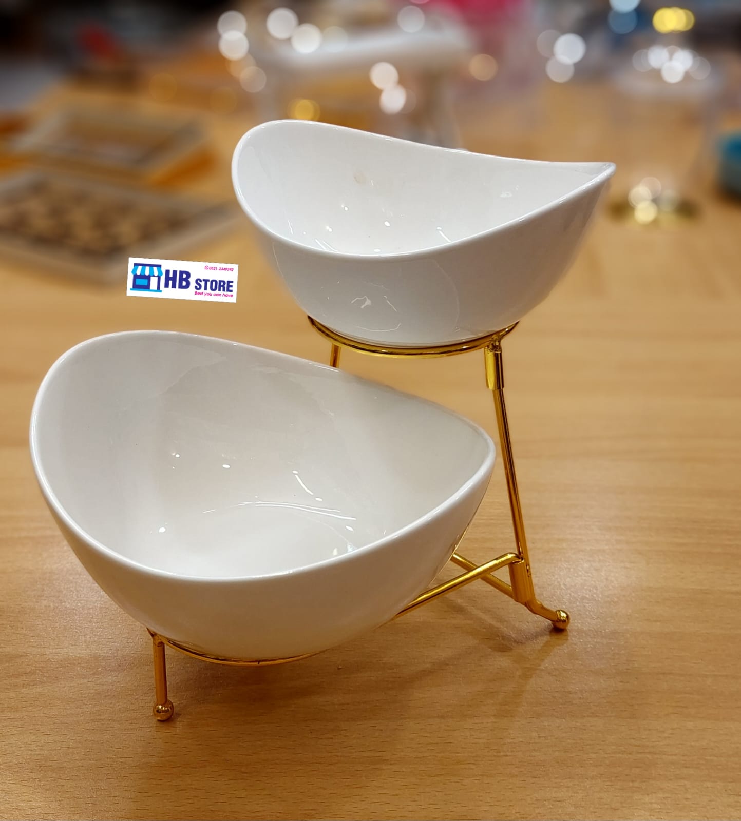 2 tier White ceramic Lotus Set