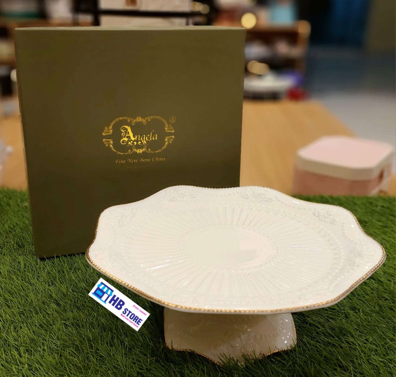 White Angela French Perle Cake Stand