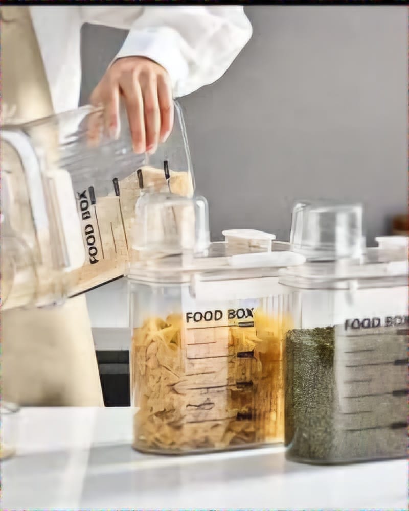 Imported cereal and food container, transparent