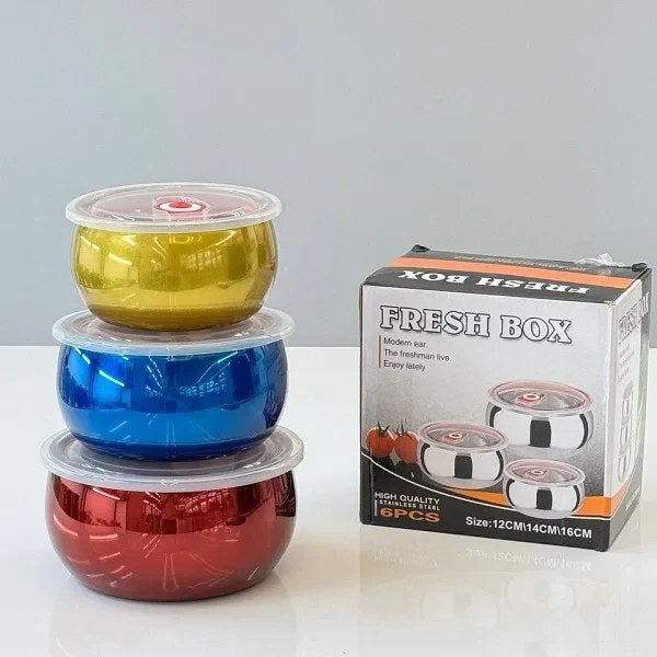 Three-piece colored steel food storage container