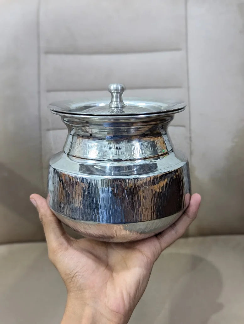 3Pcs Mini Silver Steel Cooking Degchi Set