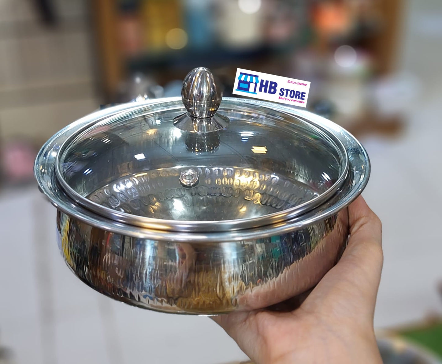 Sliver Steel Glass Lid Handi