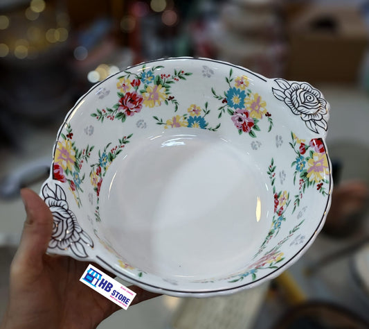 Ceramic Material Flowers Design Serving Bowl