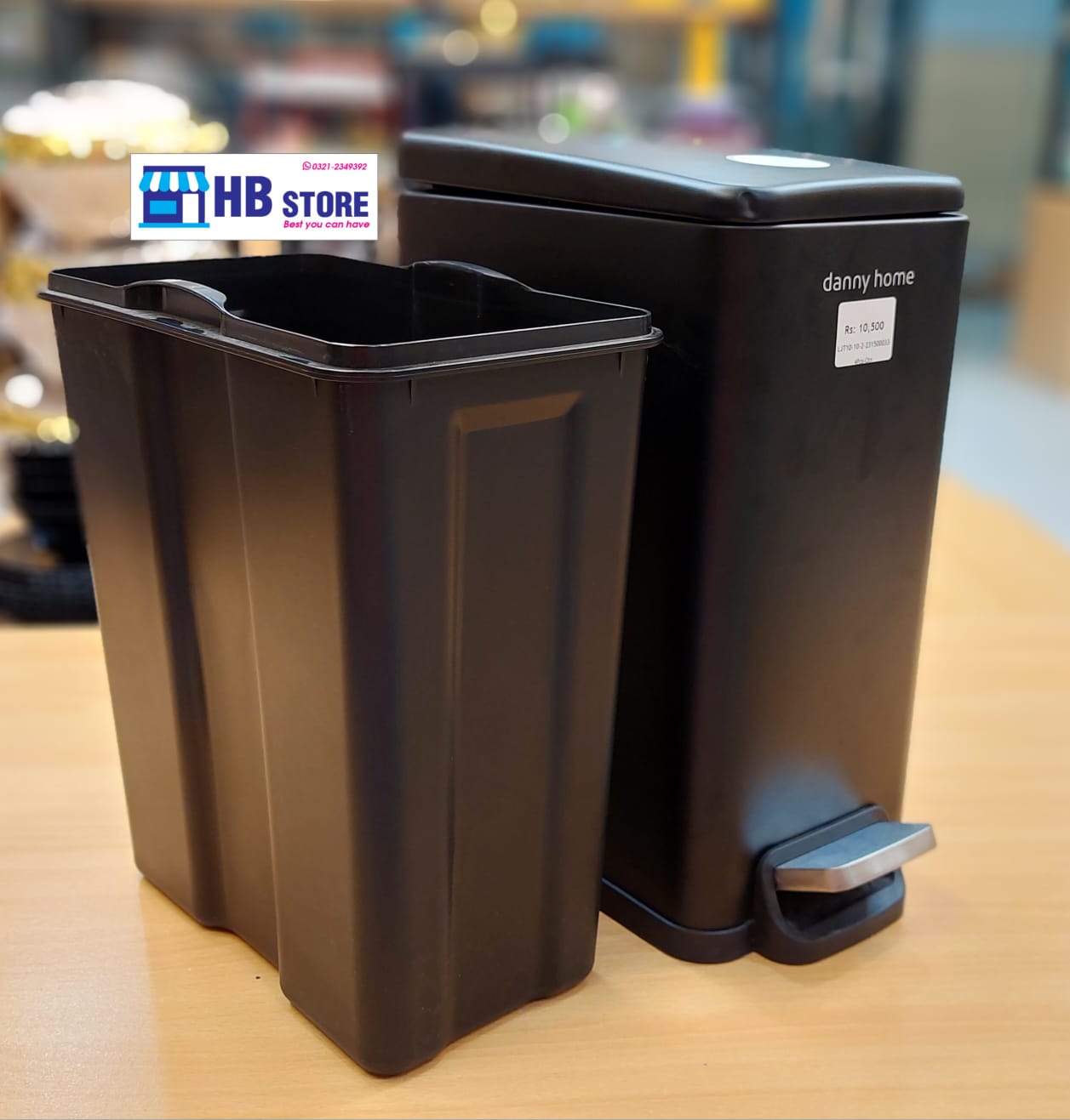 LJT10-10-2 Black Trash Can - 10 Liter